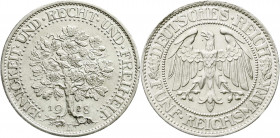 Weimarer Republik
Kursmünzen
5 Reichsmark Eichbaum Silber 1927-1933
1928 F. vorzüglich/Stempelglanz, kl. Randfehler. Jaeger 331.