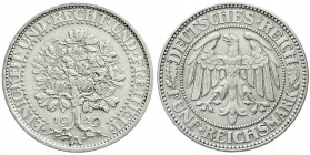 Weimarer Republik
Kursmünzen
5 Reichsmark Eichbaum Silber 1927-1933
1929 A. vorzüglich. Jaeger 331.