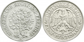 Weimarer Republik
Kursmünzen
5 Reichsmark Eichbaum Silber 1927-1933
1932 E. sehr schön/vorzüglich. Jaeger 331.