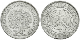 Weimarer Republik
Kursmünzen
5 Reichsmark Eichbaum Silber 1927-1933
1932 J. sehr schön/vorzüglich. Jaeger 331.
