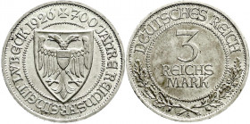 Weimarer Republik
Gedenkmünzen
3 Reichsmark Lübeck
1926 A. vorzüglich, kl. Randfehler, schöne Patina. Jaeger 323.