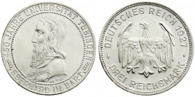 Weimarer Republik
Gedenkmünzen
3 Reichsmark Tübingen
1927 F. vorzüglich/Stempelglanz. Jaeger 328.