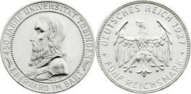 Weimarer Republik
Gedenkmünzen
5 Reichsmark Tübingen
1927 F. gutes vorzüglich, min. berieben. Jaeger 329.