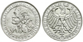 Weimarer Republik
Gedenkmünzen
3 Reichsmark Dürer
1928 D. gutes vorzüglich. Jaeger 332.