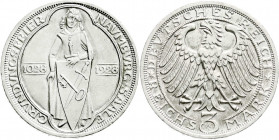 Weimarer Republik
Gedenkmünzen
3 Reichsmark Naumburg/Saale
1928 A. fast Stempelglanz. Jaeger 333.
