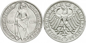 Weimarer Republik
Gedenkmünzen
3 Reichsmark Naumburg/Saale
1928 A. vorzüglich/Stempelglanz, kl. Randfehler. Jaeger 333.