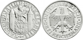 Weimarer Republik
Gedenkmünzen
3 Reichsmark Dinkelsbühl
1928 D. Polierte Platte, selten. Jaeger 334.