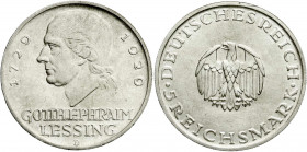 Weimarer Republik
Gedenkmünzen
5 Reichsmark Lessing
1929 D. gutes vorzüglich. Jaeger 336.
