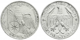 Weimarer Republik
Gedenkmünzen
3 Reichsmark Waldeck
1929 A. gutes vorzüglich, kl. Randfehler. Jaeger 337.
