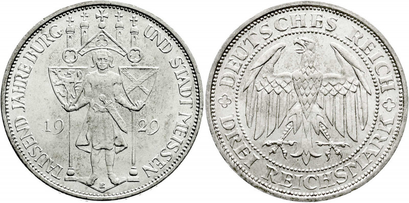 Weimarer Republik
Gedenkmünzen
3 Reichsmark Meissen
1929 E. prägefrisch. Jaeg...