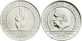 Weimarer Republik
Gedenkmünzen
3 Reichsmark Schwurhand
1929 D. prägefrisch. Jaeger 340.