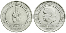 Weimarer Republik
Gedenkmünzen
5 Reichsmark Schwurhand
1929 A. vorzüglich. Jaeger 341.