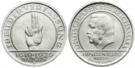 Weimarer Republik
Gedenkmünzen
5 Reichsmark Schwurhand
1929 D. gutes vorzüglich, kl. Randfehler. Jaeger 341.