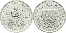 Weimarer Republik
Gedenkmünzen
3 Reichsmark Vogelweide
1930 A. vorzüglich/Stempelglanz. Jaeger 344.