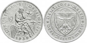 Weimarer Republik
Gedenkmünzen
3 Reichsmark Vogelweide
1930 A. vorzüglich/Stempelglanz, winz. Randfehler. Jaeger 344.