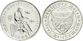 Weimarer Republik
Gedenkmünzen
3 Reichsmark Vogelweide
1930 D. Polierte Platte, winz. Kratzer, selten. Jaeger 344.
