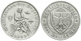 Weimarer Republik
Gedenkmünzen
3 Reichsmark Vogelweide
1930 D. vorzüglich. Jaeger 344.