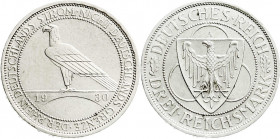 Weimarer Republik
Gedenkmünzen
3 Reichsmark Rheinstrom
1930 A. prägefrisch. Jaeger 345.