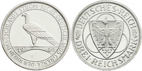Weimarer Republik
Gedenkmünzen
3 Reichsmark Rheinstrom
1930 J. Polierte Platte, etwas berieben, selten. Jaeger 345.