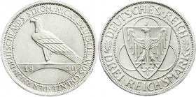 Weimarer Republik
Gedenkmünzen
3 Reichsmark Rheinstrom
1930 J. vorzüglich. Jaeger 345.