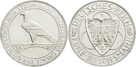 Weimarer Republik
Gedenkmünzen
5 Reichsmark Rheinstrom
1930 E. gutes vorzüglich. Jaeger 346.