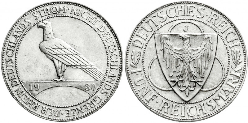 Weimarer Republik
Gedenkmünzen
5 Reichsmark Rheinstrom
1930 J. gutes vorzügli...