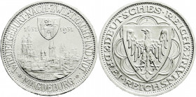 Weimarer Republik
Gedenkmünzen
3 Reichsmark Magdeburg
1931 A. prägefrisch/fast Stempelglanz. Jaeger 347.