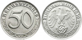 Drittes Reich
Klein/- und Kursmünzen
50 Reichspfennig, Nickel 1938-1939
1939 D. vorzüglich/Stempelglanz. Jaeger 365.