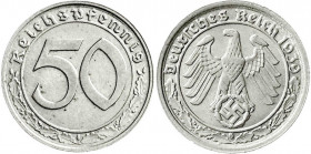 Drittes Reich
Klein/- und Kursmünzen
50 Reichspfennig, Nickel 1938-1939
1939 G. vorzüglich/Stempelglanz. Jaeger 365.