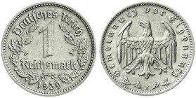 Drittes Reich
Klein/- und Kursmünzen
1 Reichsmark, Nickel 1933-1939
1939 J. vorzüglich. Jaeger 354.