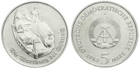 Münzen der Deutschen Demokratischen Republik
Gedenkmünzen der DDR
5 Mark 1983, Wartburg bei Eisenach. Randschrift läuft rechts herum. prägefrisch. J...