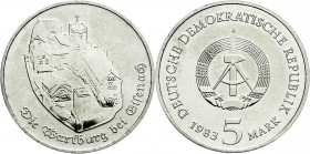 Münzen der Deutschen Demokratischen Republik
Gedenkmünzen der DDR
5 Mark 1983, Wartburg bei Eisenach. Randschrift läuft links herum. prägefrisch. Ja...
