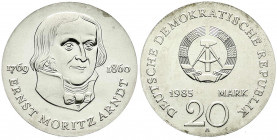 Münzen der Deutschen Demokratischen Republik
Gedenkmünzen der DDR
20 Mark 1985 A, Arndt. Randschrift läuft links herum. prägefrisch. Jaeger 1605....
