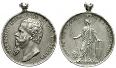 Orden und Ehrenzeichen
Italien
Königreich, 1861-1946
Tragbare silberne Unabhängigkeitsmedaille o.J. (1865) von Canzani. 32 mm; 15,42 g. sehr schön/...