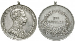 Orden und Ehrenzeichen
Österreich
Kaiserreich, bis 1918
Silberne Tapferkeitsmedaille Franz Josef I. Signatur Leisek. 40 mm; 17,66 g. vorzüglich, kl...