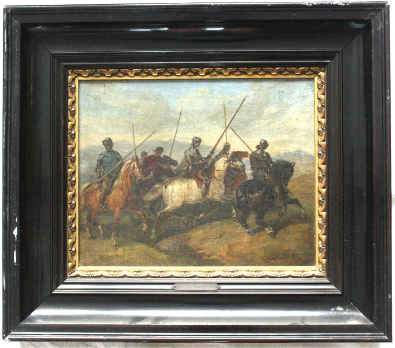 Varia
Bilder
Ölbilder und Gemälde
Gemälde "Ritter mit Lanzen auf Pferden". Öl...