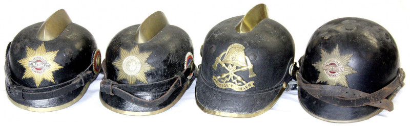 Varia
Feuerwehr
Deutschland
Schaumburg-Lippe, 4 Kammhelme um 1900 der Freiwil...