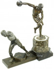 Varia
Skulpturen und Plastiken
Frankreich
2 Bronzeskulpturen nach antiken griechischen Sportlerfiguren im Louvre, Paris: Diskuswerfer (auf Marmor-/...
