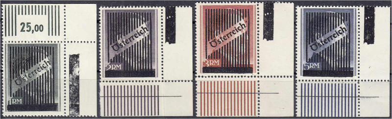 Briefmarken
Ausland
Österreich
1 RM - 5 RM Gitteraufdruck 1945, kompletter Sa...