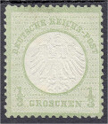 Briefmarken
Deutschland
Deutsches Reich
1/3 Groschen kleiner Brustschild 1872, ungebraucht ohne Gummi, farbfrisch in heller Nuance und guter Prägun...