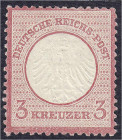 Briefmarken
Deutschland
Deutsches Reich
3 Kreuzer kleiner Brustschild 1872, ungebrauchte Marke mit Originalgummi ist farbfrisch und gut geprägt. Si...