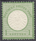 Briefmarken
Deutschland
Deutsches Reich
1 Kreuzer großer Brustschild 1872, ungebrauchte Marke mit Falz, Farbe ,b`, farbfrisch, sehr gut geprägt, gu...