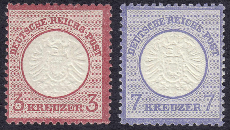 Briefmarken
Deutschland
Deutsches Reich
3 und 7 Kreuzer großer Brustschild 18...