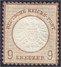 Briefmarken
Deutschland
Deutsches Reich
9 Kreuzer großer Brustschild 1872, ungebrauchte Marke mit Falz, äußerst farbfrisch, sehr gut und erhaben ge...