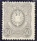 Briefmarken
Deutschland
Deutsches Reich
50 Pfennige 1875, ungebrauchte Erhaltung mit Originalgummierung und Entfalzungsspur. Fotoattest Wiegand BPP...