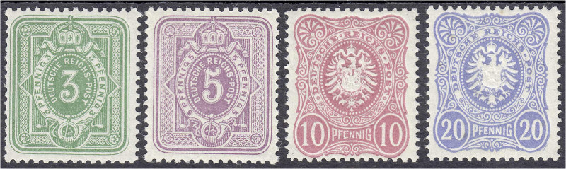 Briefmarken
Deutschland
Deutsches Reich
3 - 20 Pfennig 1880, vier Werte in po...