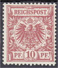 Briefmarken
Deutschland
Deutsches Reich
10 Pf. Reichsadler 1893, mittel(karmin)rot, ocker quarzend, befindet sich in fehlerfreier, postfrischer Erh...