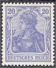 Briefmarken
Deutschland
Deutsches Reich
20 Pf. Germania 1902, (lebhaft)lilaultramarin, ungebraucht mit Falz, farbfrisch, fehlerfreie Erhaltung. Fot...
