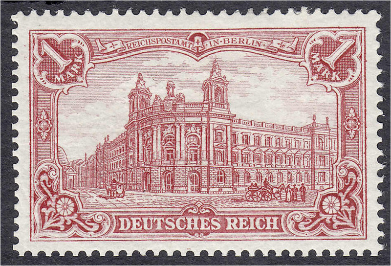 Briefmarken
Deutschland
Deutsches Reich
1 M. dunkelkarminrot 1902, ungebrauch...