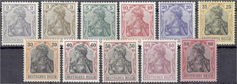 Briefmarken
Deutschland
Deutsches Reich
2 Pf. - 80 Pf. Friedensdruck 1905/13,...